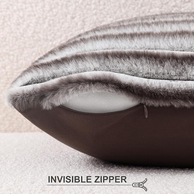 Pallene Faux Fur Plush Throw Pillow Covers 26x26 Set of 2, Luxury Soft Fluffy - Image 3