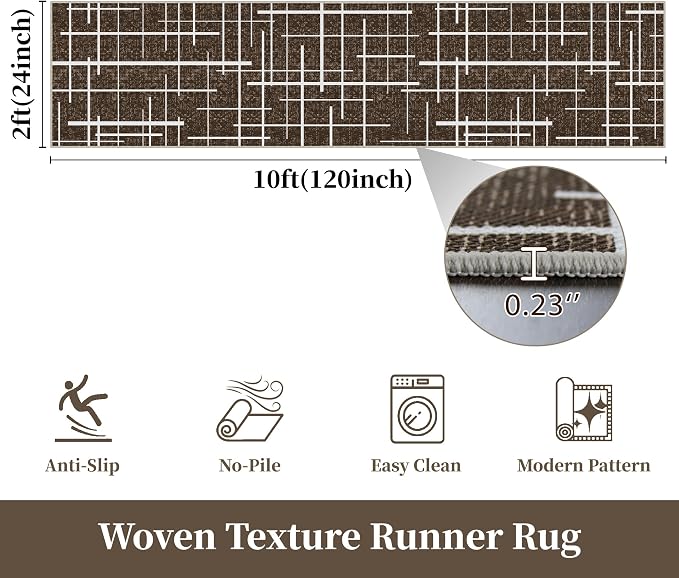 Non Slip Hallway Runner Rug 2x10, Washable Long Rug, Woven Thin Low Pile Carpet - Image 9