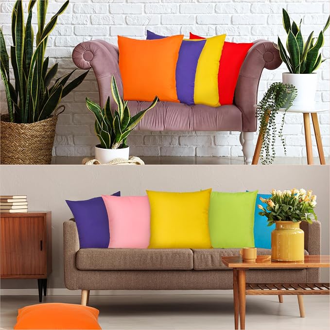 Preboun 8 Pcs 20 x 20 Inch Fresh Colors Decorative Throw Pillow Covers Mixed - Image 6