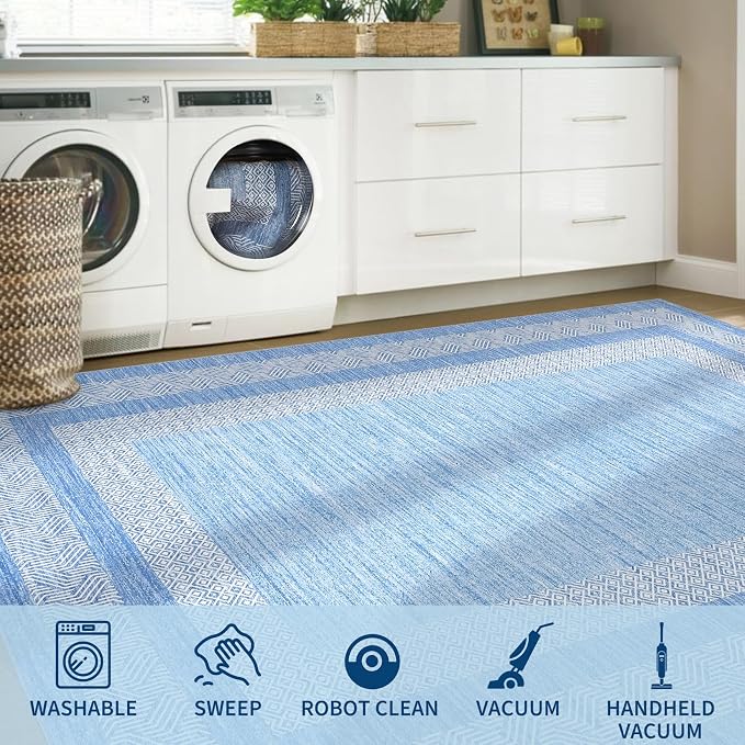 GarveeHome 2.5x8 Modern Bordered Runner Rug Soft Non Slip Washable Floor Carpet - Image 8