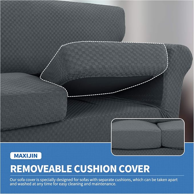 MAXIJIN 3 Piece Jacquard Couch Covers - Image 3