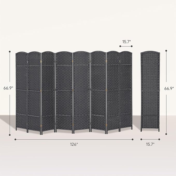 HOMCOM Room Divider, 8 Panel Folding Privacy Screen, 5.6' Tall Freestanding - Image 7