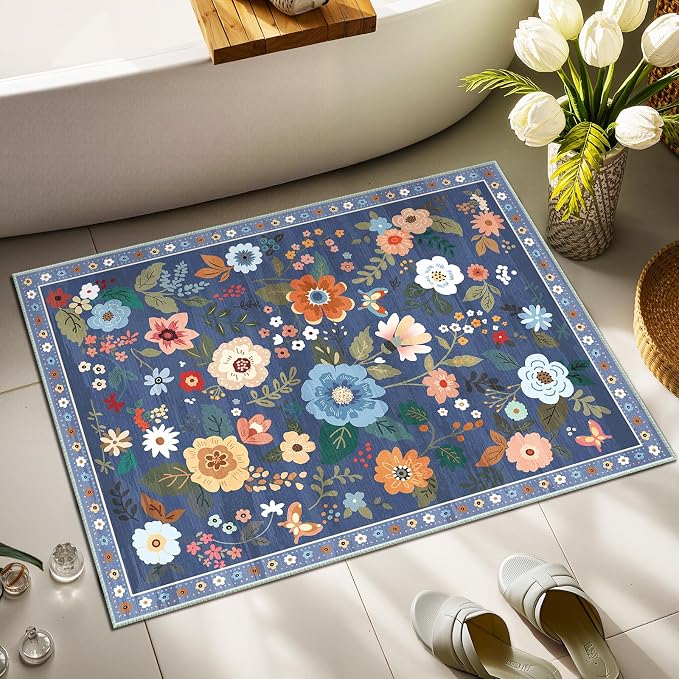 RELEANY Floral Nursery 2x3 Area Rugs Washable Print Boho Cute Carpet Non Slip - Image 8