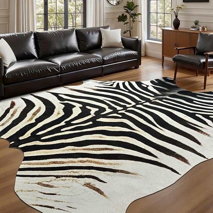 BENRON Zebra Print Area Rug, Cute Animal Hides and Skins - Image 3