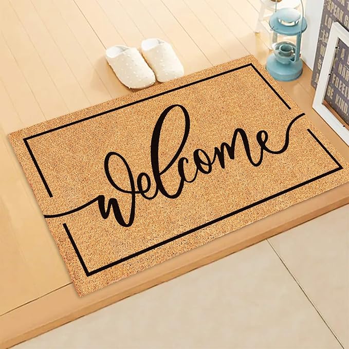 JarThenaAMCS Welcome Mat Natural Coir Door Mat Rustic Brown Welcome Floor Mat - Image 5