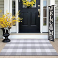 OLANLY Buffalo Plaid Rug 2'4" x 3'7" – Grey and White Cotton Checkered Doormat by OLANLY