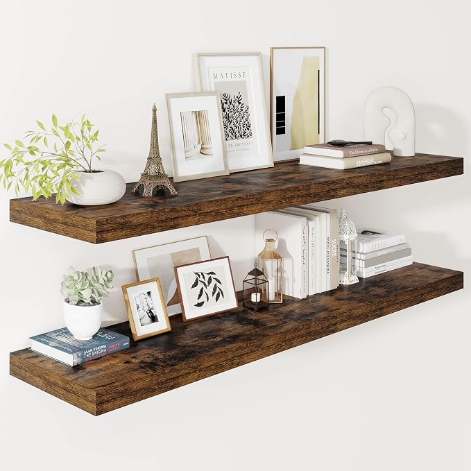 Vivelove 12" Deep Floating Shelves 47.2" Long, Wall Shelves by VIVELOVE