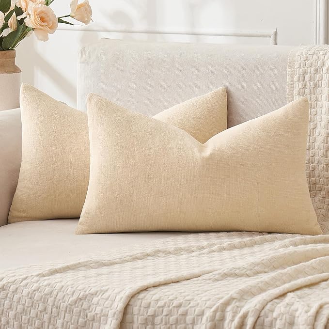 MIULEE Beige Couch Pillow Covers 12x20 Inch by MIULEE