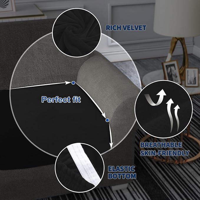 MAXIJIN Velvet Stretch Seat Cushion Covers Couch Cushion Cover - Image 5