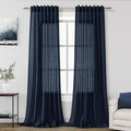 Navy Blue Linen Curtains 96 inches Long by Nanspring