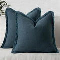 MIULEE Decorative Throw Pillow Covers Neutral Linen Fringe Throw Pillows Euro by MIULEE
