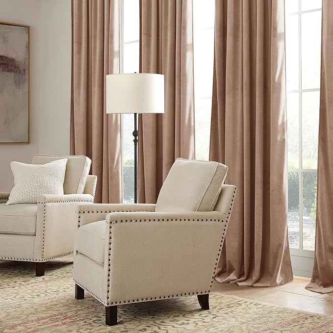 RYB HOME Blush Velvet Curtains 72 inches - Image 6