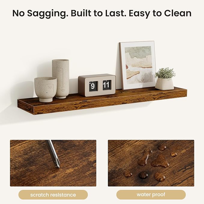 Fun Memories Floating Shelves for Wall, Rustic Wood Wall Mounted Shelves for - Image 4