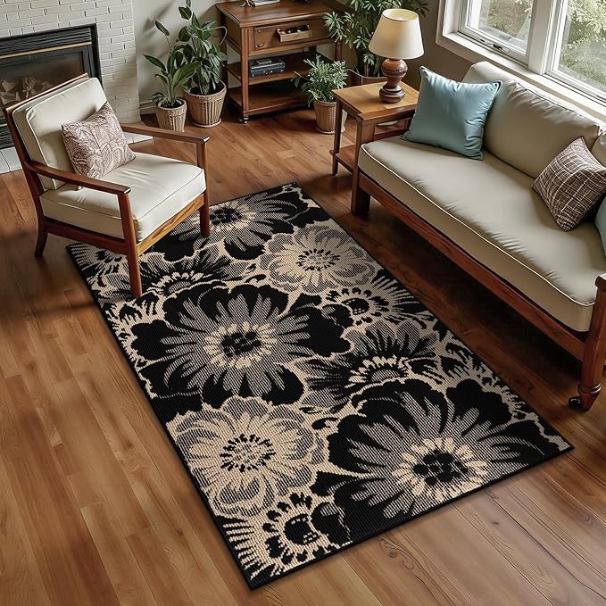 Findosom Washable Area Rug 3x5, Non Slip High-Low Textured Floral Rugs - Image 9