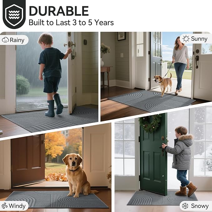 Front Door Mat 36''x59'', Absorbent Dirt Resist Washable Non Slip Low-Profile - Image 8