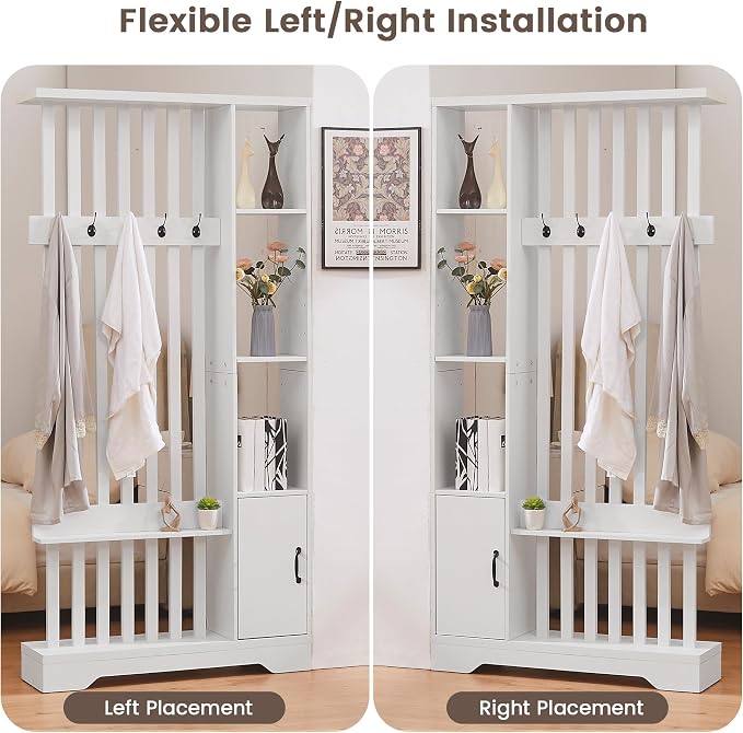 Room Divider with Shelves, Wall Room Divider Bookshelf, Freestanding Wood - Image 6