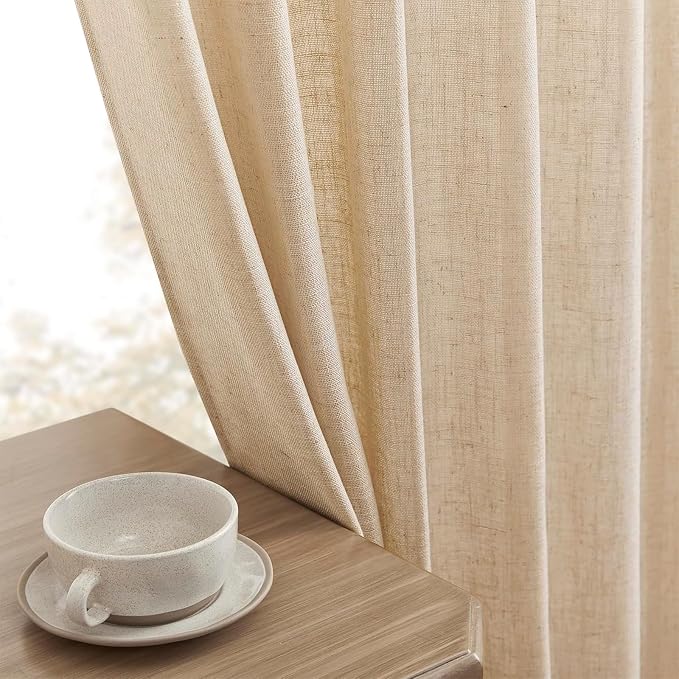 Joydeco Linen Curtains 84 Inch Length 2 Panel Sets, Light Filtering Curtains - Image 6