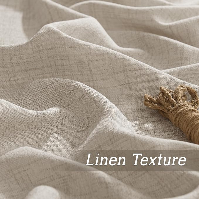 RYB HOME Natural Beige Linen Sheer Curtains 108 inches Long - Image 4
