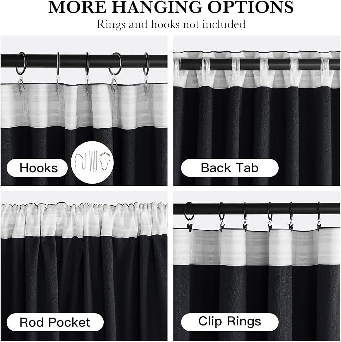 NICETOWN Black Velvet Blackout Curtains 102 inch Long - Image 5
