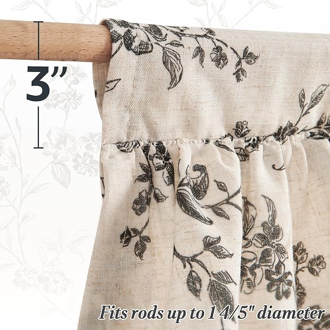 jinchan Ruffled Floral Valance Curtain Shabbychic Linen Window Valance 18 Inch - Image 7