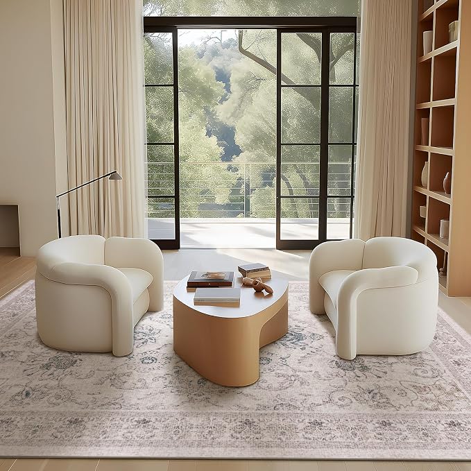 Phantoscope Washable Area Rug 5'x7' Non-Slip, Vintage Neutral Rugs - Image 7