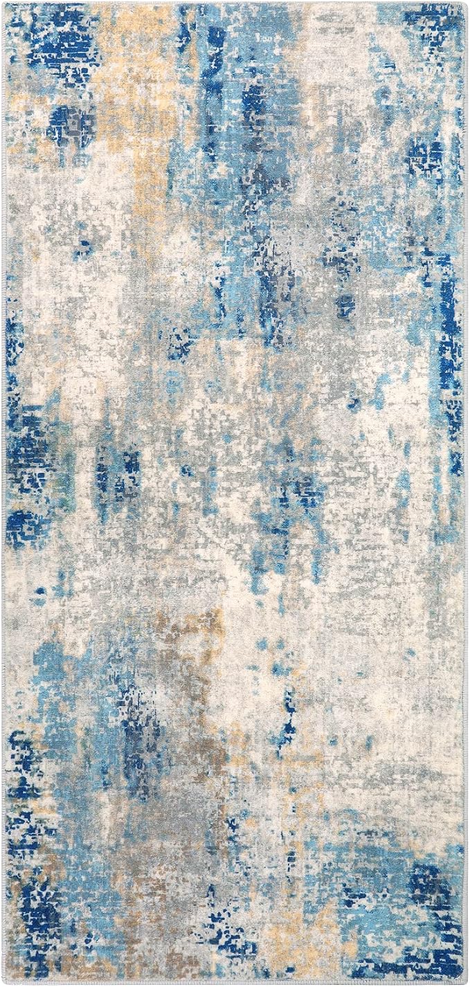 Lahome Modern Abstract Laundry Rug Runner, 2x4.3 Washable Throw Carpet Runner - Image 8