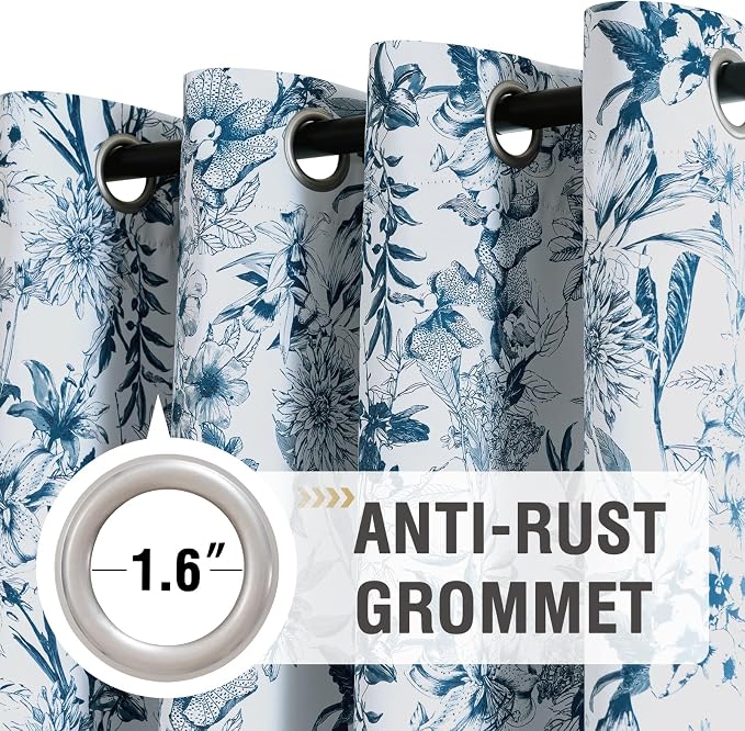 H.VERSAILTEX Blackout Curtains 63 Inch Length 2 Panels Set Floral Print Curtain - Image 2