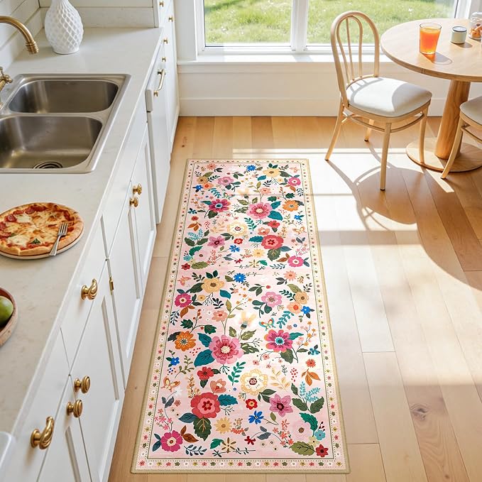 RELEANY Floral Nursery 2x5 Area Rugs Washable Print Boho Cute Carpet Non Slip - Image 4