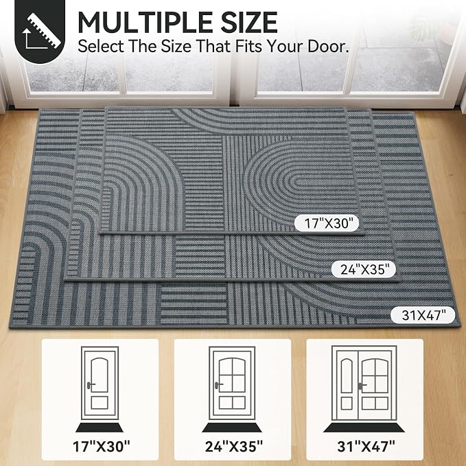 Front Door Mat 17''x30'', Absorbent Dirt Resist Washable Non Slip Low-Profile - Image 2