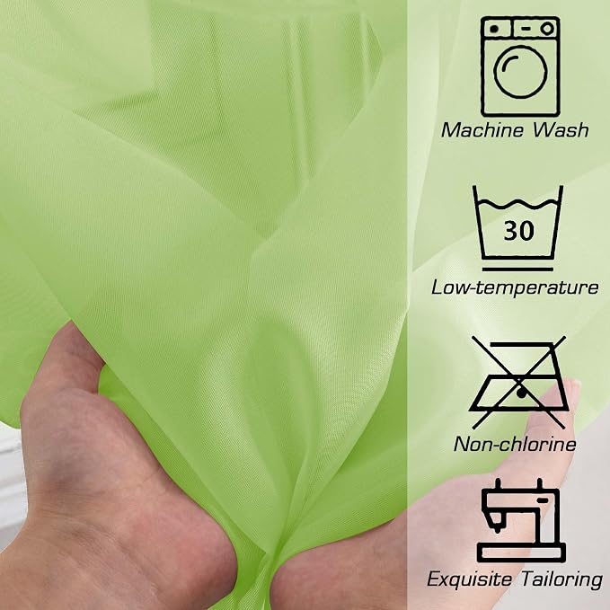 OWENIE Short Lime Sheer Curtains 30 Inch Length 2 Panels Set, Kitchen Curtains - Image 5