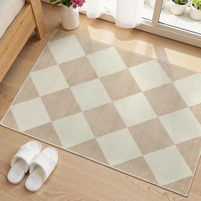 Beeiva Checkered Print Washable Indoor Door Mats by Beeiva