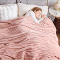 NEWCOSPLAY Super Soft Queen Blanket Pink Premium Silky Flannel Fleece 3D Ribbed by NEWCOSPLAY