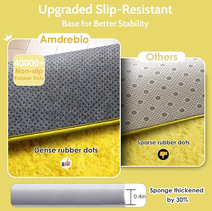 Amdrebio Yellow Area Rug for Bedroom Living Room, 5x7 Fluffy Fuzzy Plush Rugs - Image 6