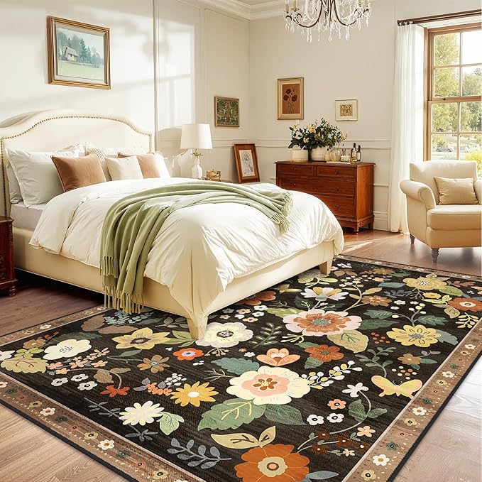 RELEANY Floral Nursery 8x10 Area Rugs Washable Print Boho Cute Carpet Non Slip - Image 6