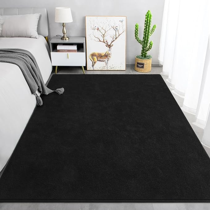 Keeko 4x6 Black Area Rugs for Bedroom, Soft Modern Living Room Rug Indoor Non - Image 9