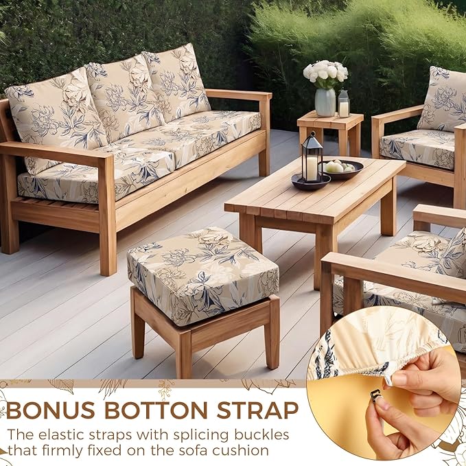 Tegeme 8 Pcs Stretch Printed Sofa Cushion Covers Outdoor Floral Couch Covers - Image 5