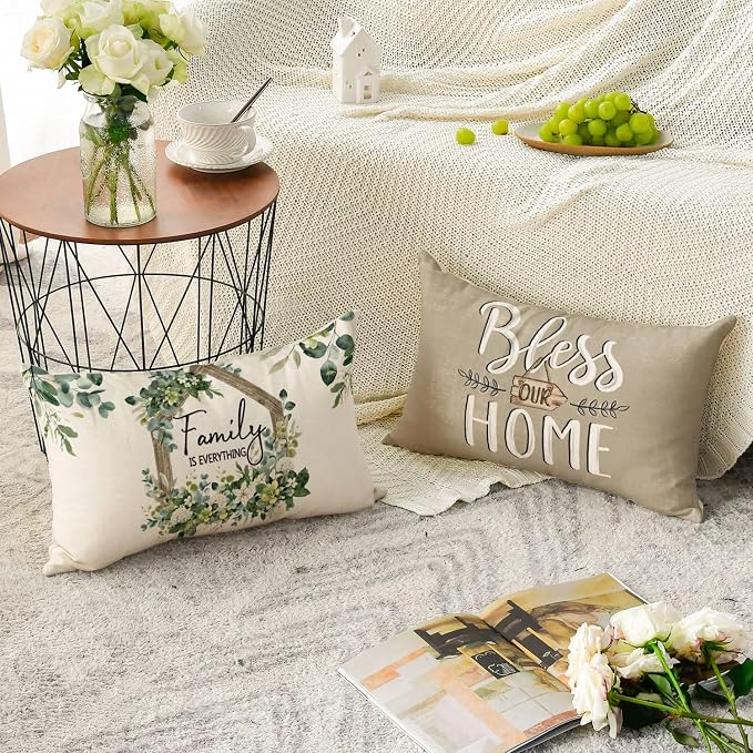AVOIN colorlife Sweet Home Family is Everything Spring Floral Throw Pillow - Image 4