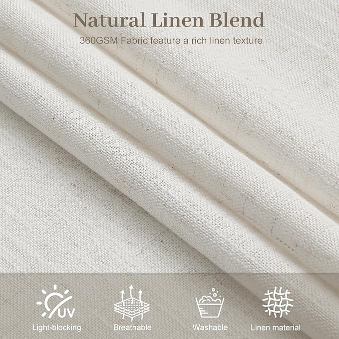 96 Inch Linen Curtains for Living Room, Light Filtering Pinch Pleated Semi - Image 7