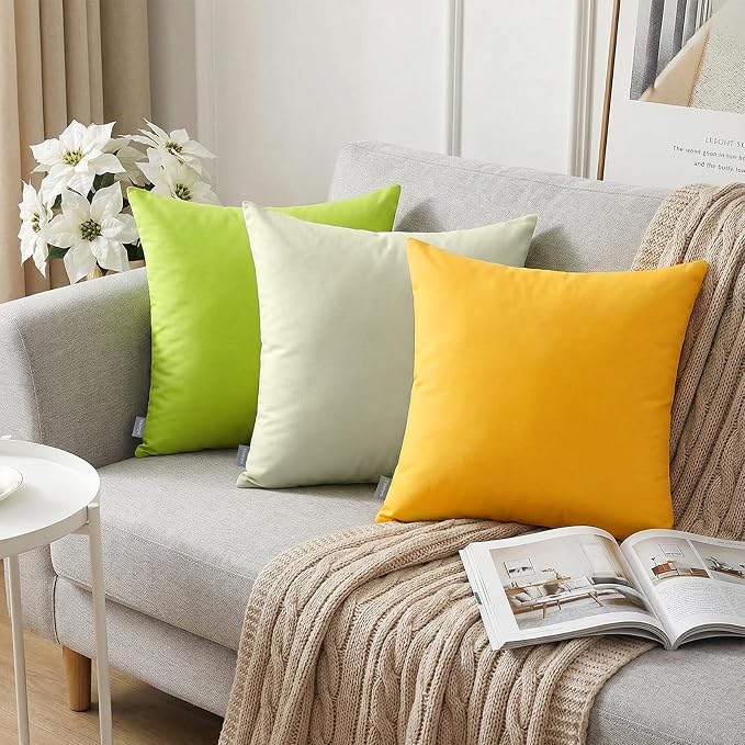 Thmyo 4-Pack 100% Cotton Comfortable Solid Decorative Throw Pillow Case Square - Image 2