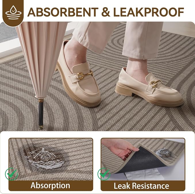Front Door Mat 36'x59'', Absorbent Dirt Resist Washable Non Slip Low-Profile - Image 3