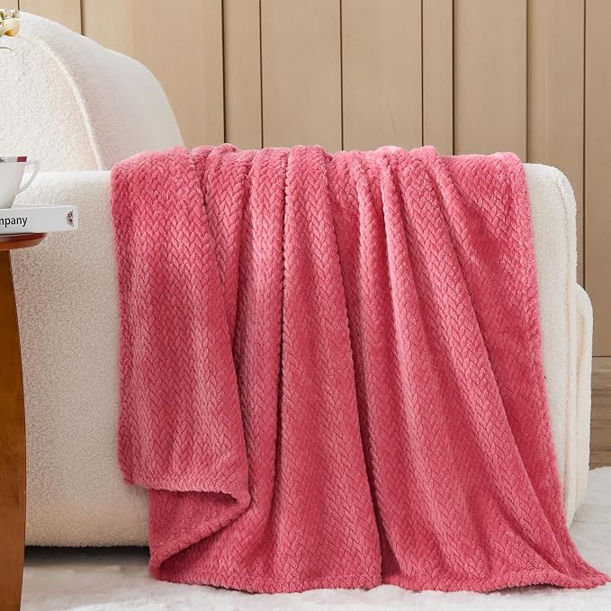 NEWCOSPLAY Super Soft Twin Blanket Coral Pink Premium Silky Flannel Fleece - Image 2