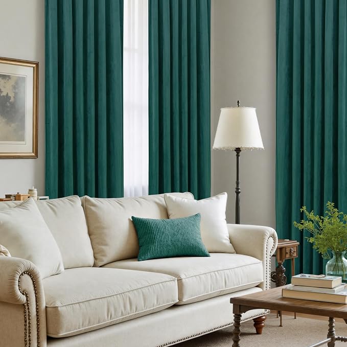 LAMIT Teal Velvet Curtains 84 Inch Length - Image 4