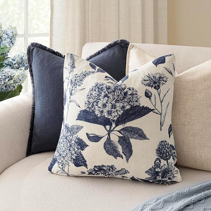 Foindtower Set of 2 Linen Floral Vintage Throw Pillow Covers Neutral Accent - Image 4