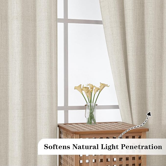 Chyhomenyc Natural Valance for Windows, Light Filtering Faux Linen Slub - Image 8