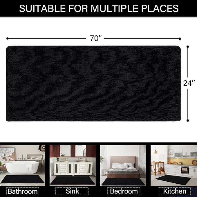 LOCHAS Luxury Bathroom Rug Shaggy Bath Mat 24 x 70 Inch, Washable Non Slip Bath - Image 2