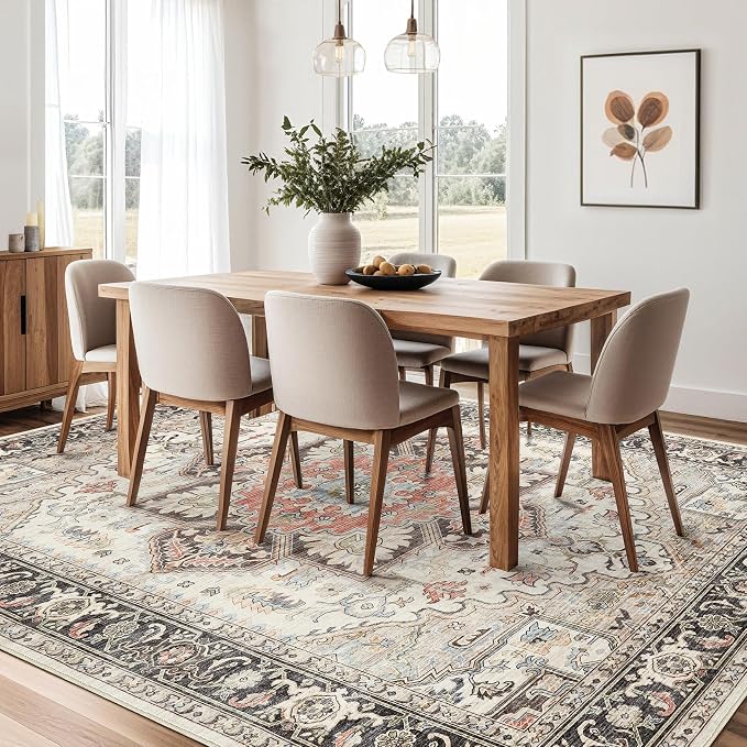 Area Rug 10x14 for Living Room, Medallion Printed Ultra-Thin Soft Large Carpet - Image 7