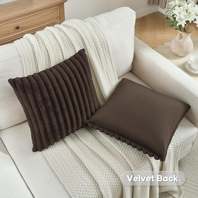 FUTEI Dark Coffee Decorative Throw Pillow Covers Set of 2, 18x18 Inch Soft - Image 4