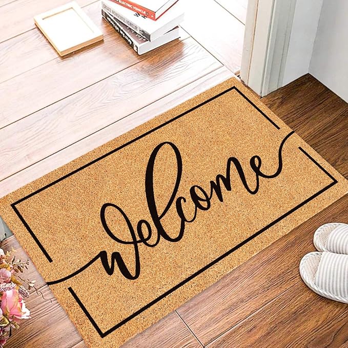 JarThenaAMCS Welcome Mat Natural Coir Door Mat Rustic Brown Welcome Floor Mat - Image 4