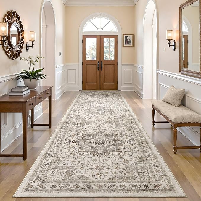 Vintage Hallway Runner Rug 3x10: Large Soft Washable Entryway by COTILED