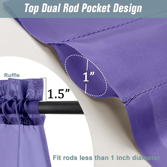 Purple Small Sheer Curtains Tier 24 Inches Length 2 Pieces, Light Filtering - Image 3